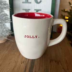 Rae Dunn | Jolly Typewriter Coffee Mug Holiday Red Interior